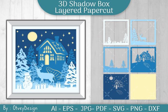 Download Christmas House Scene 3D Shadow Box - House Collection