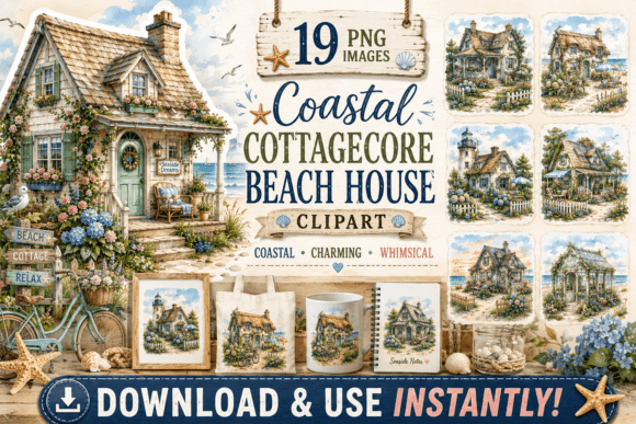 Download Coastal Cottagecore Beach House Clipart - House Collection