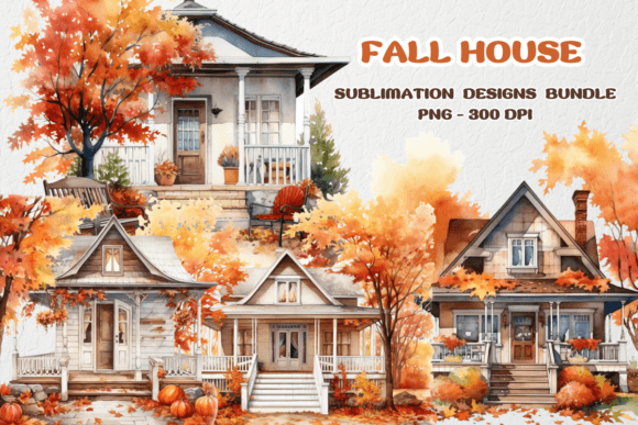 Download Fall House Sublimation Bundle Clipart - House Collection